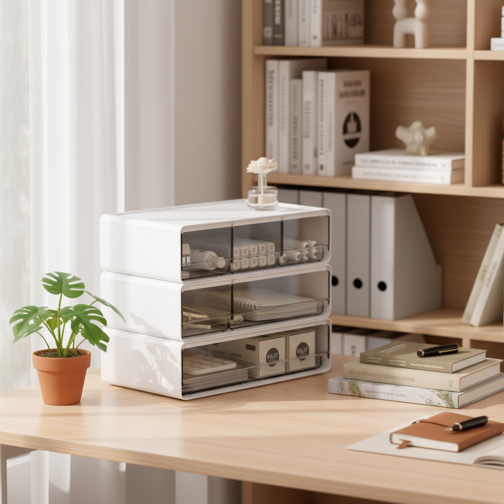年新款收纳盒抽屉式办公室书桌上