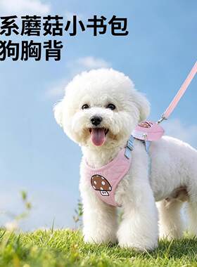 韩系蘑菇小书包胸背狗狗牵引绳