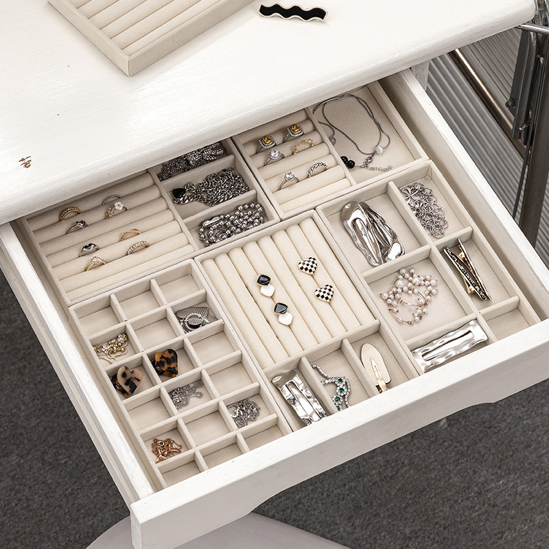 新款绒布分格首饰盘抽屉