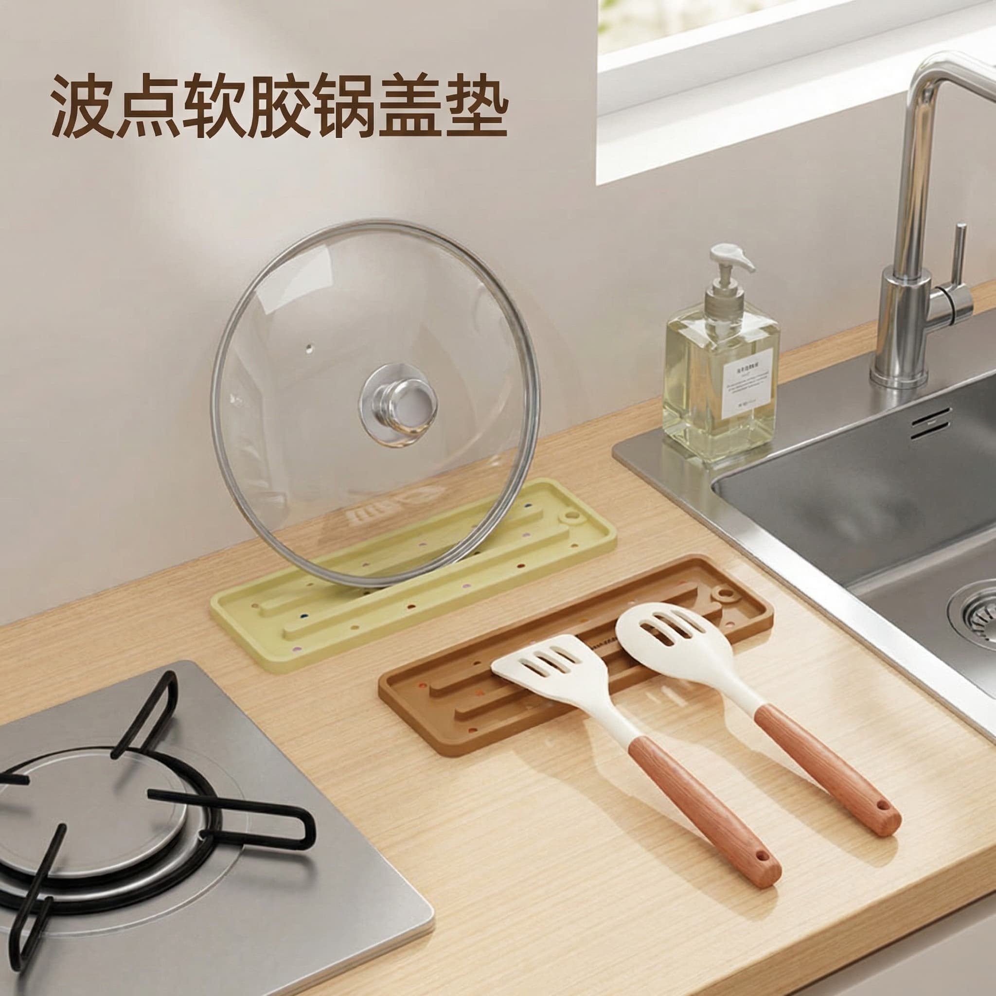 新品波点软胶锅盖垫收纳锅盖架放置器台面沥水垫多功能砧板放置垫,厨房/烹饪用具,锅盖架/锅盖收纳垫,淘宝优惠券,粉丝福利购,淘宝优惠卷