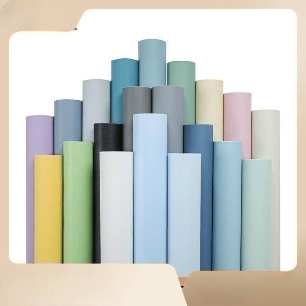 0.6*10米加厚防水防潮壁纸pvc背景墙翻新贴墙纸自粘纯色白色卧室