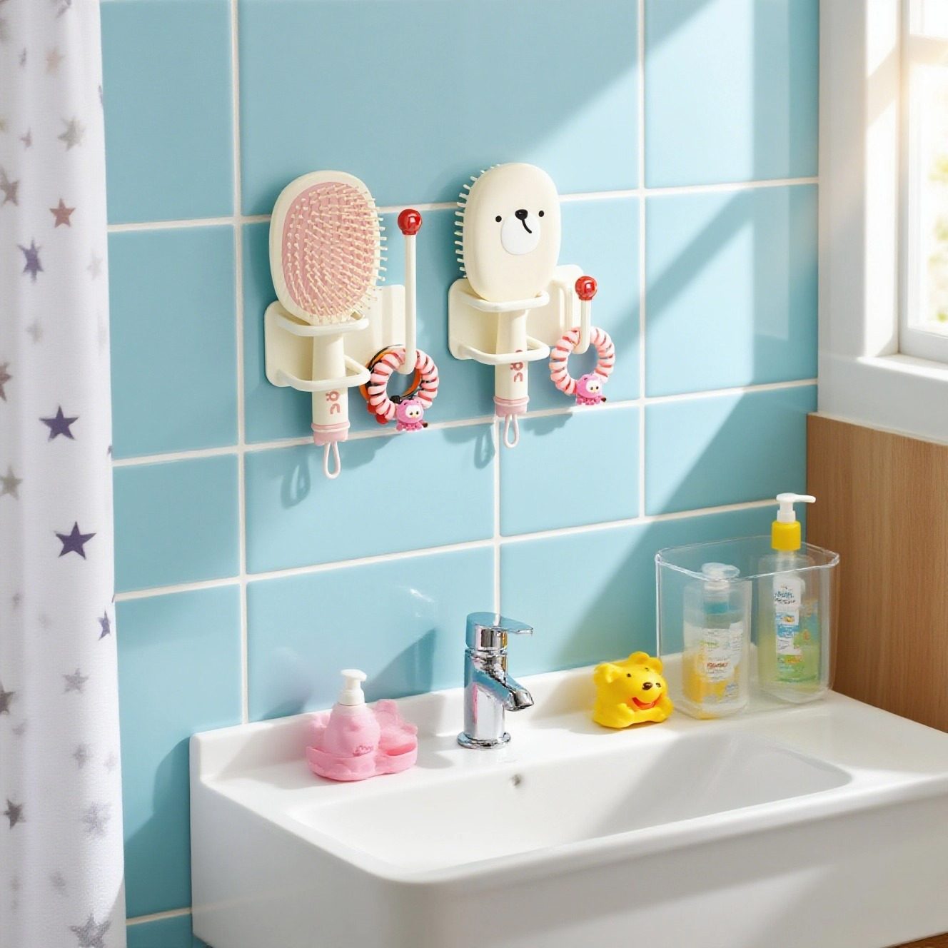 梳子置物架子卫生间发圈发箍头绳挂钩新款壁挂免打孔卧室首饰粘钩