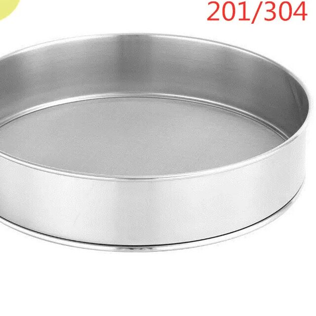 居家家手摇粉筛子不锈钢加密目筛网带吊环圆形过滤网筛手动面粉筛