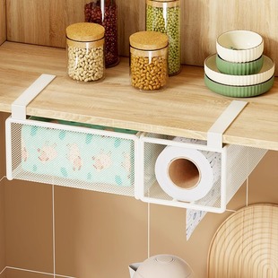 厨房纸挂架悬挂式 多功能纸巾橱柜收纳架抽纸盒厨房收纳家用置物架