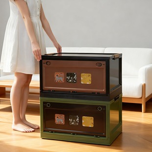 中古风衣服收纳箱大容量格子柜收纳筐高档可折叠抽屉式家用整理盒