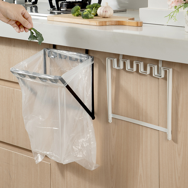 居家家橱柜门挂式垃圾袋支架厨房塑料袋挂钩壁挂可折叠铁艺垃圾架