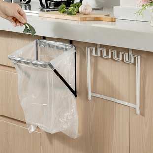 居家家橱柜门挂式 垃圾袋支架厨房塑料袋挂钩壁挂可折叠铁艺垃圾架
