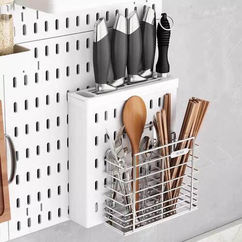 刀架筷子篓洞洞板壁挂式免打孔