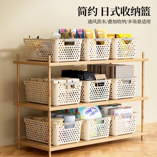 杂物收纳筐零食玩具整理箱厨房篮子宿舍桌面塑料储物盒衣服收纳箱