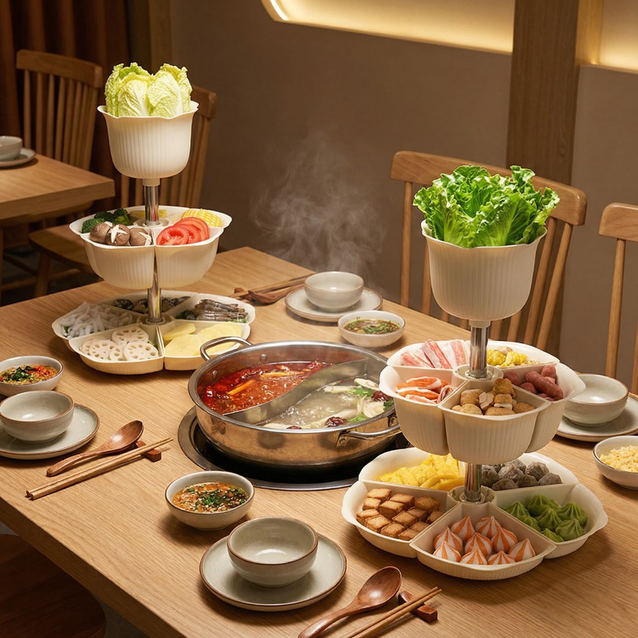 创意火锅盘可旋转多层家用零食干果拼盘蔬菜篮分格沥水装塑料菜篮,厨房/烹饪用具,配菜/备菜盘,淘宝优惠券,粉丝福利购,淘宝优惠卷