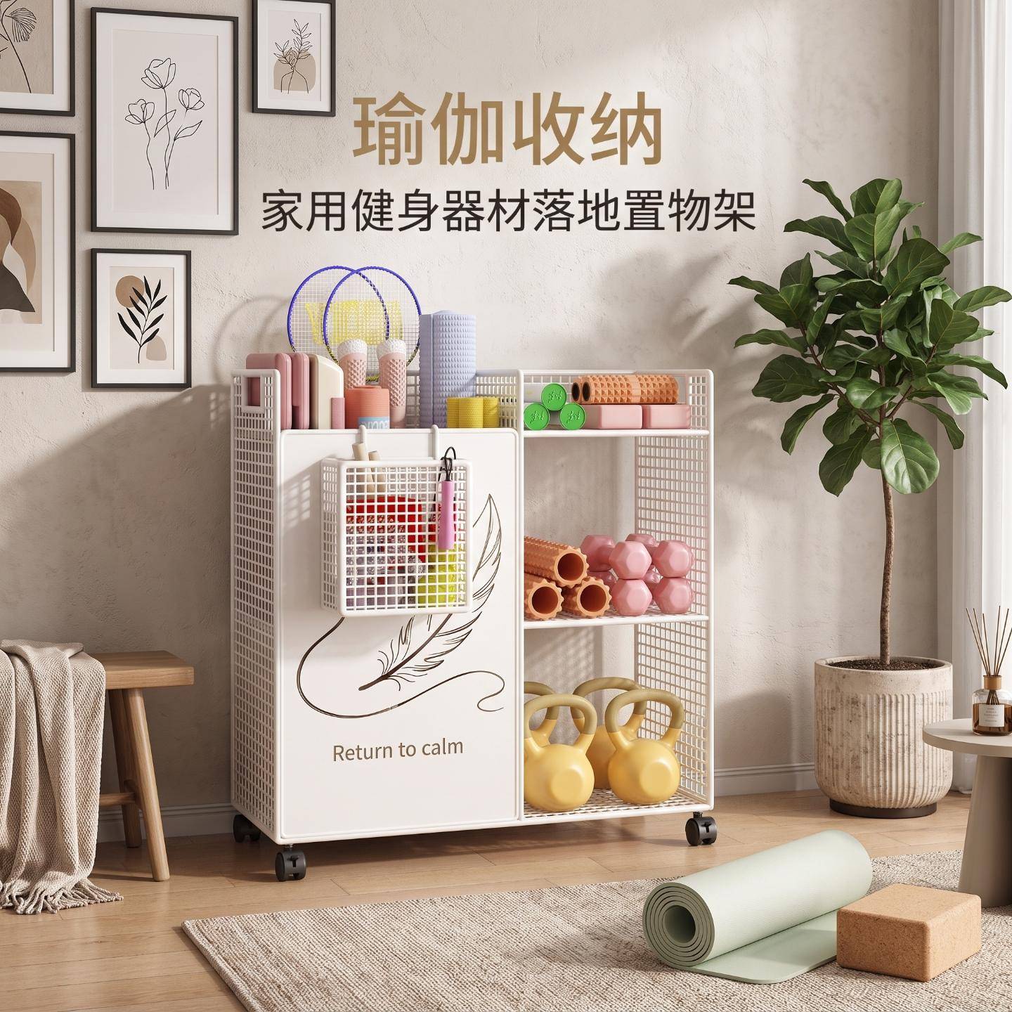 瑜伽收纳用健身器材落地篮球架图片