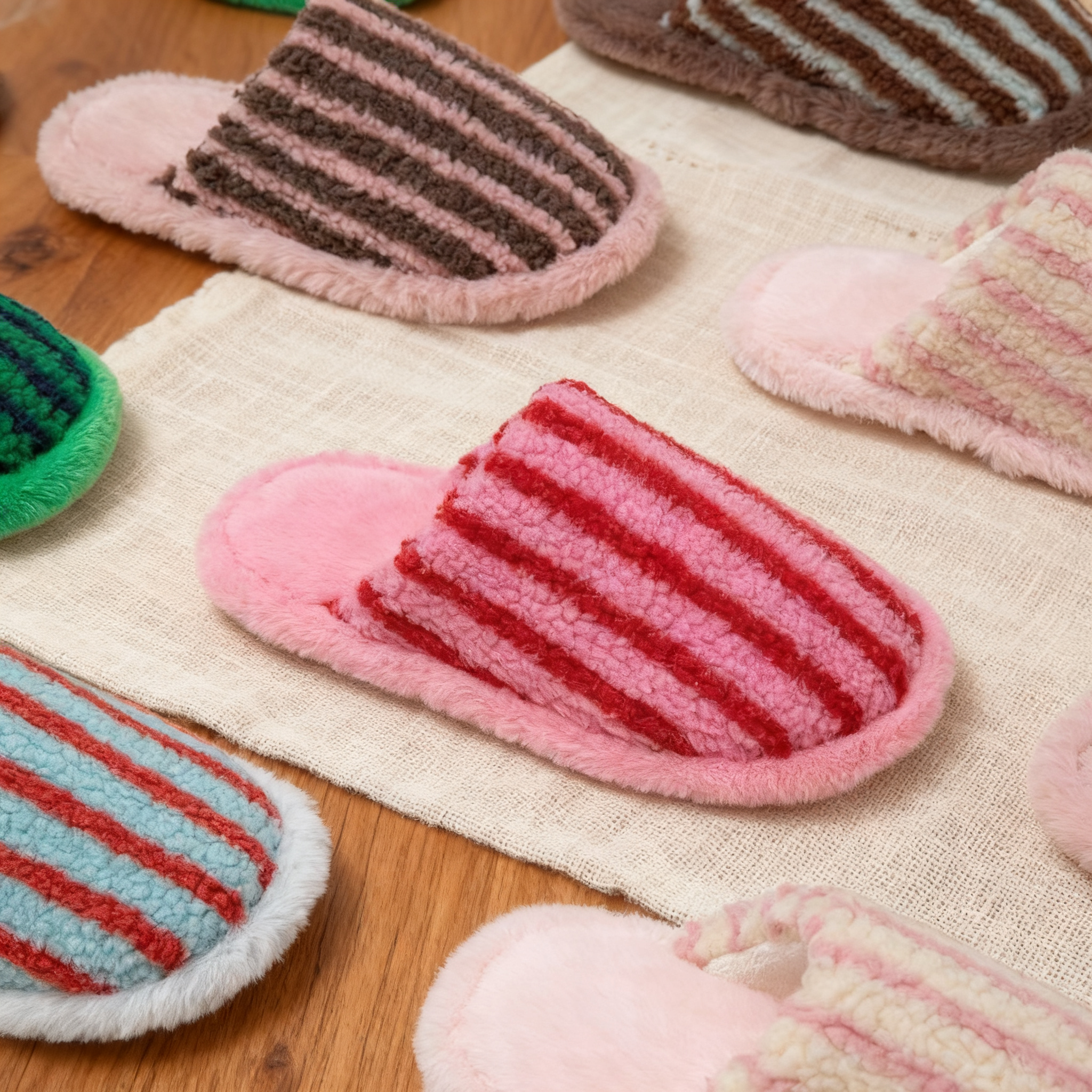 包头撞色棉拖鞋女多巴胺条纹毛毛拖鞋居家毛绒拖鞋室内居家休闲,居家布艺,居家棉拖/棉鞋,淘宝优惠券,粉丝福利购,淘宝优惠卷