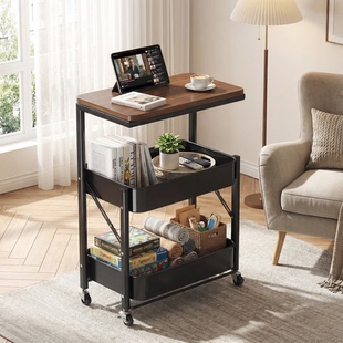 折叠多层收纳小推车零食架床头夹缝置物架厨房卫生间移动储物架子