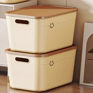 桌面收纳盒零食杂物塑料整理筐家用长方形带盖大号收纳箱储物盒