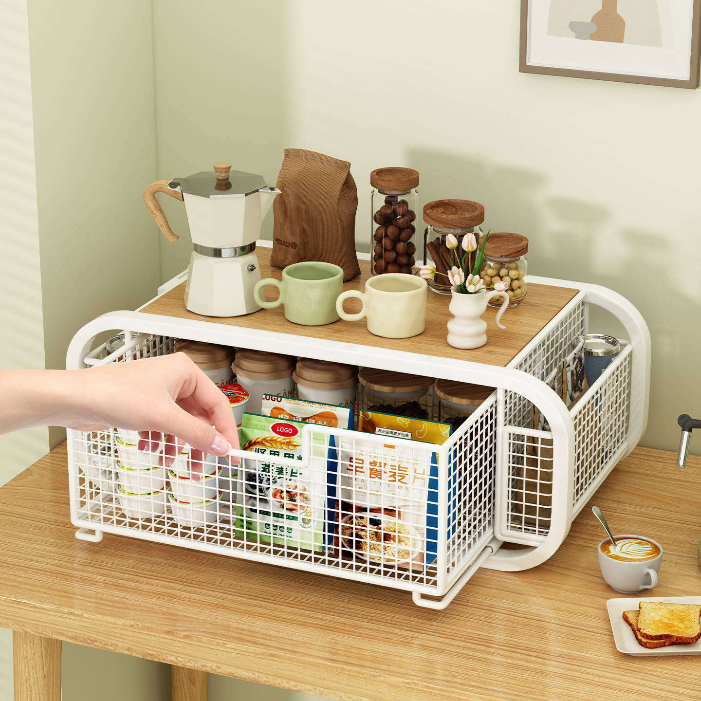 桌面收纳盒餐桌抽屉式置物架厨房