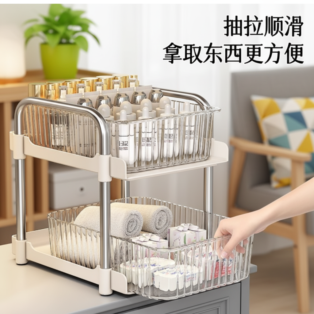 卫生间下水槽置物架抽拉式浴室洗手池柜下厨房厕所分层台面收纳架,收纳整理,其他收纳,淘宝优惠券,粉丝福利购,淘宝优惠卷