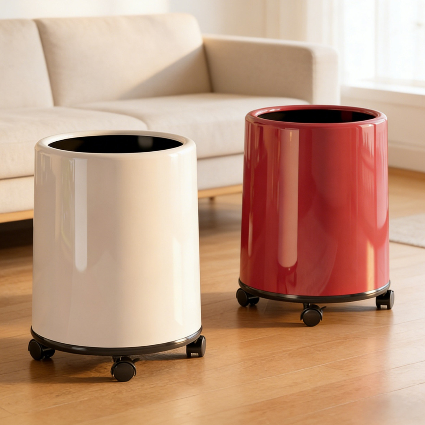 带轮垃圾桶家用2026新款客厅轻奢高档厨房卧室办公室大容量高颜值