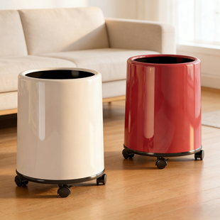 带轮垃圾桶家用2026新款客厅轻奢高档厨房卧室办公室大容量高颜值