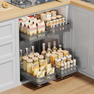 简约厨房置物架下水槽抽拉式 分层收纳台面柜子橱柜内杂物抽屉拉篮