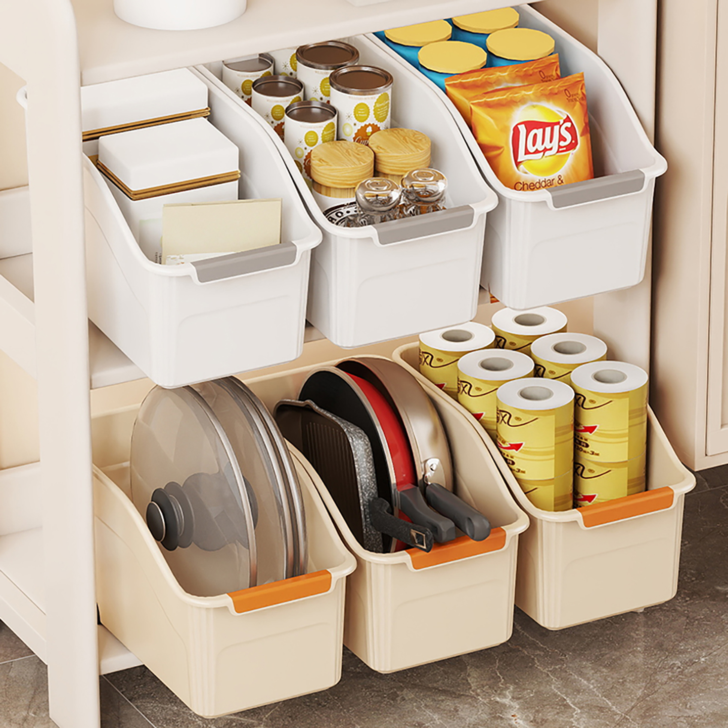 厨房整理抽屉式带滑轮橱柜收纳盒