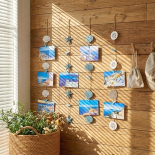 饰麻绳夹子家用 饰相框墙相片框挂墙心照片墙装 地中海风格 照片墙装