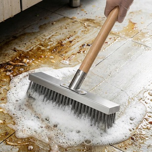 不锈钢钢丝刷地板刷子清洁刷洗地扫把去青苔长柄钢刷清洁刷子家用
