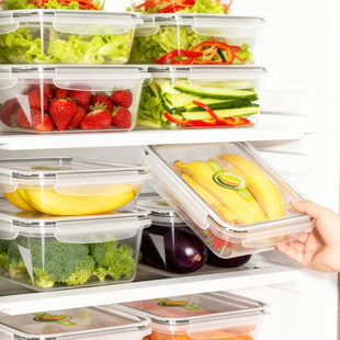 厨房冰箱长方形保鲜盒微波塑料饭盒食品餐盒水果收纳密封盒子冷冻