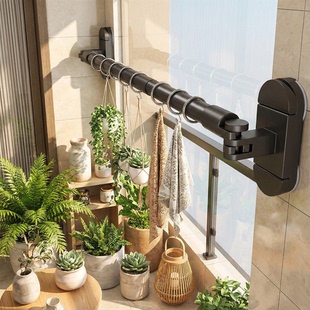 阳台晾衣架室内家用免打孔吸盘晾衣架可伸缩墙上飘窗可移动晾晒杆