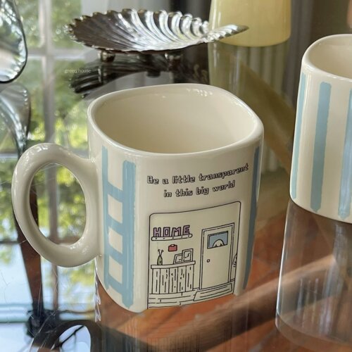green house * 家居博主小透明复古北欧宅家插画陶瓷咖啡杯水杯