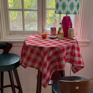danish格纹格子拼色圣诞氛围桌布背景布 北欧风格 green house