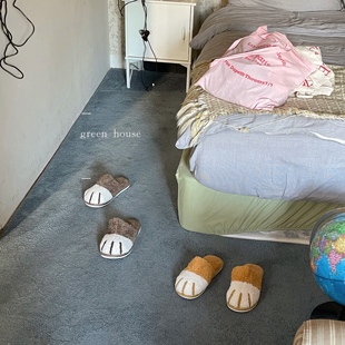 拖鞋 猫爪喵星人毛绒保暖家居鞋 house green