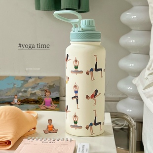 green 出口外贸yoga瑜伽女孩运动水杯车载不锈钢保温杯 house
