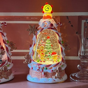 green 复古圣诞翻糖饼干造型姜饼人飘雪音乐灯圣诞树 house