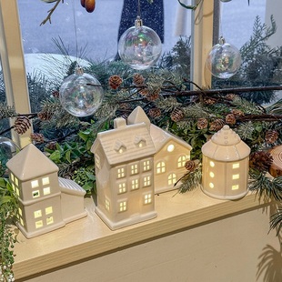 green 出口外贸圣诞窗户小房子陶瓷氛围小夜灯 house