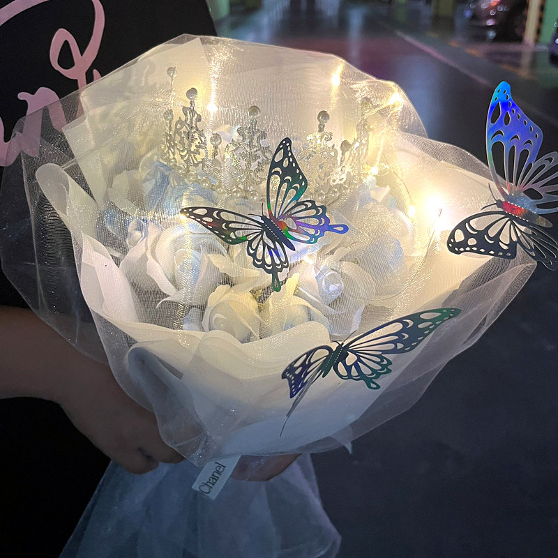 花束玫瑰永生花碎冰蓝香皂花送女朋友老婆闺蜜生日七夕情人节礼物