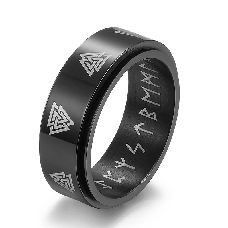 维京人男女钛钢北欧卢恩符文戒指