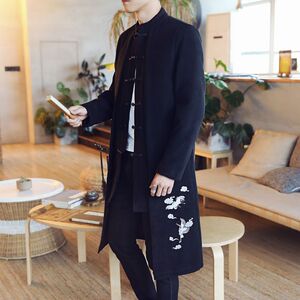 咖08 新款秋毛呢风大码中长款呢大衣风衣男A019-NY8088-P145图片