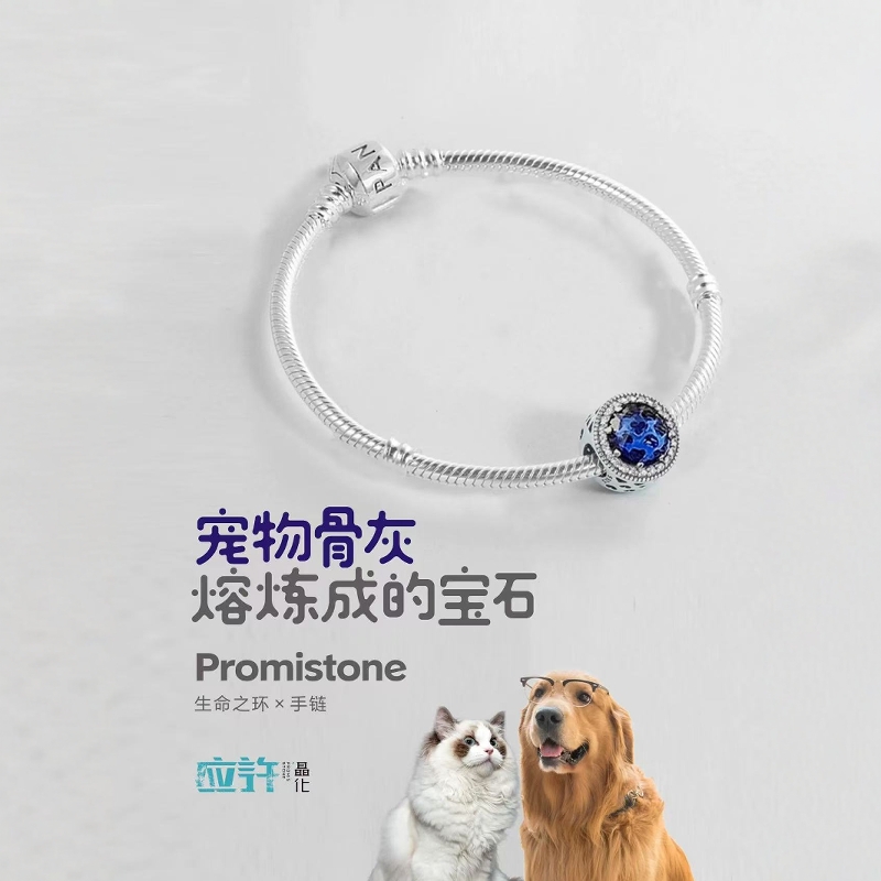 宠物骨灰晶石生命晶石猫咪狗狗纪念火化善终手串手链平安扣定制