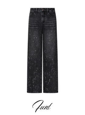 THEA买手店FUNT25SS闪钻直筒牛仔裤男女同款