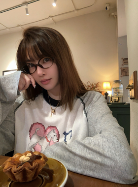 THEA买手店Funt 25秋冬新款爱心狗狗印花长袖T恤