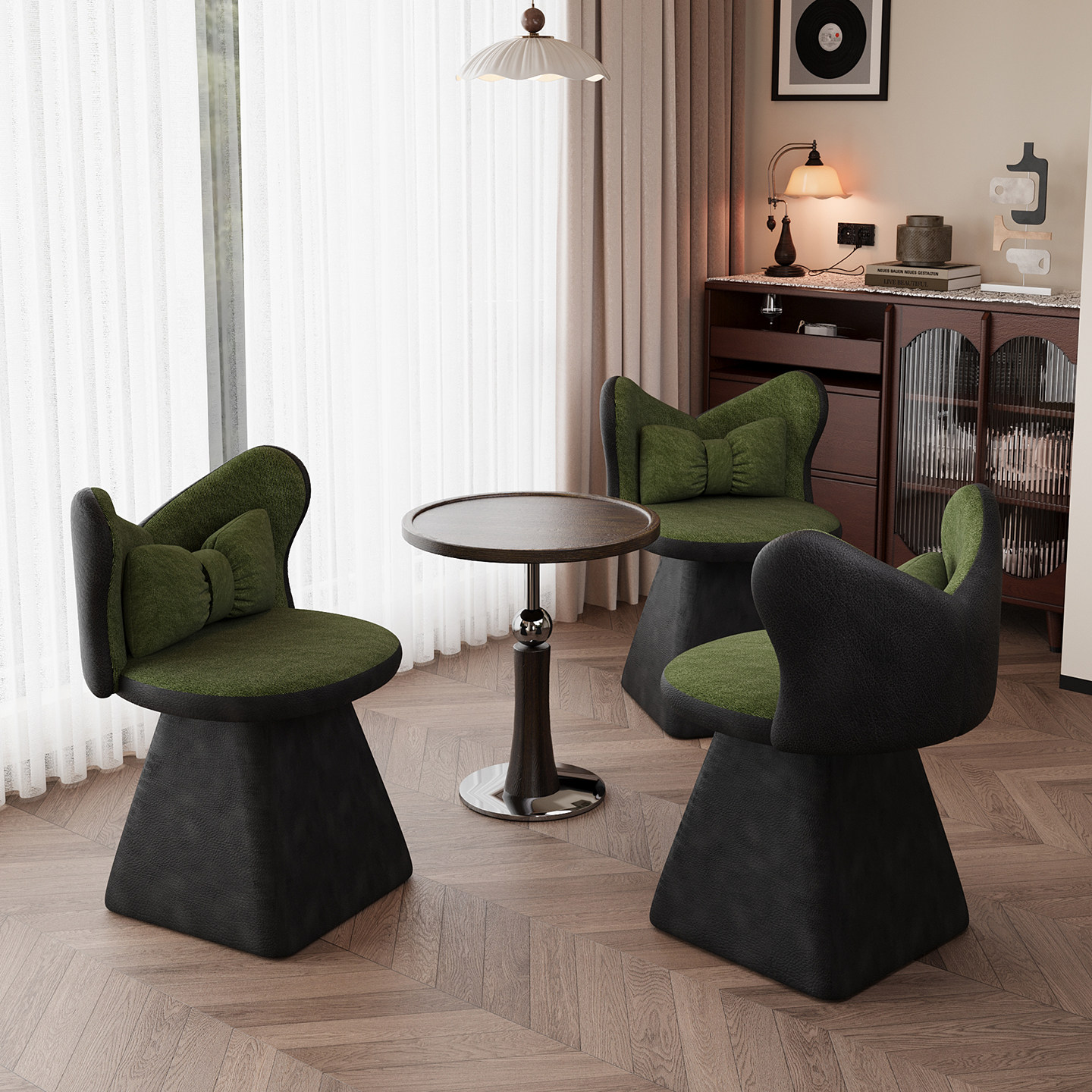 2026新款阳台桌椅三件套休闲区泡茶桌椅组合服装店洽谈区一桌两椅