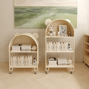 儿童幼儿园书架铁艺置物架落地可移动靠墙收纳架客厅卧室书柜飘窗