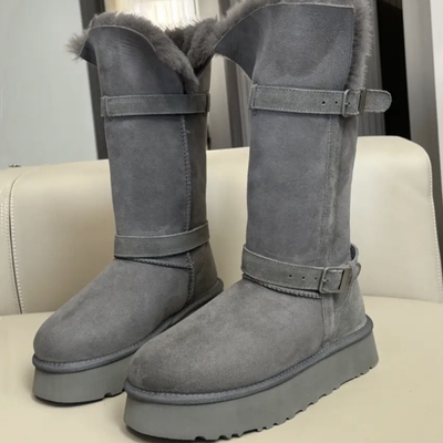 2024新款复古皮毛一体高筒雪地靴