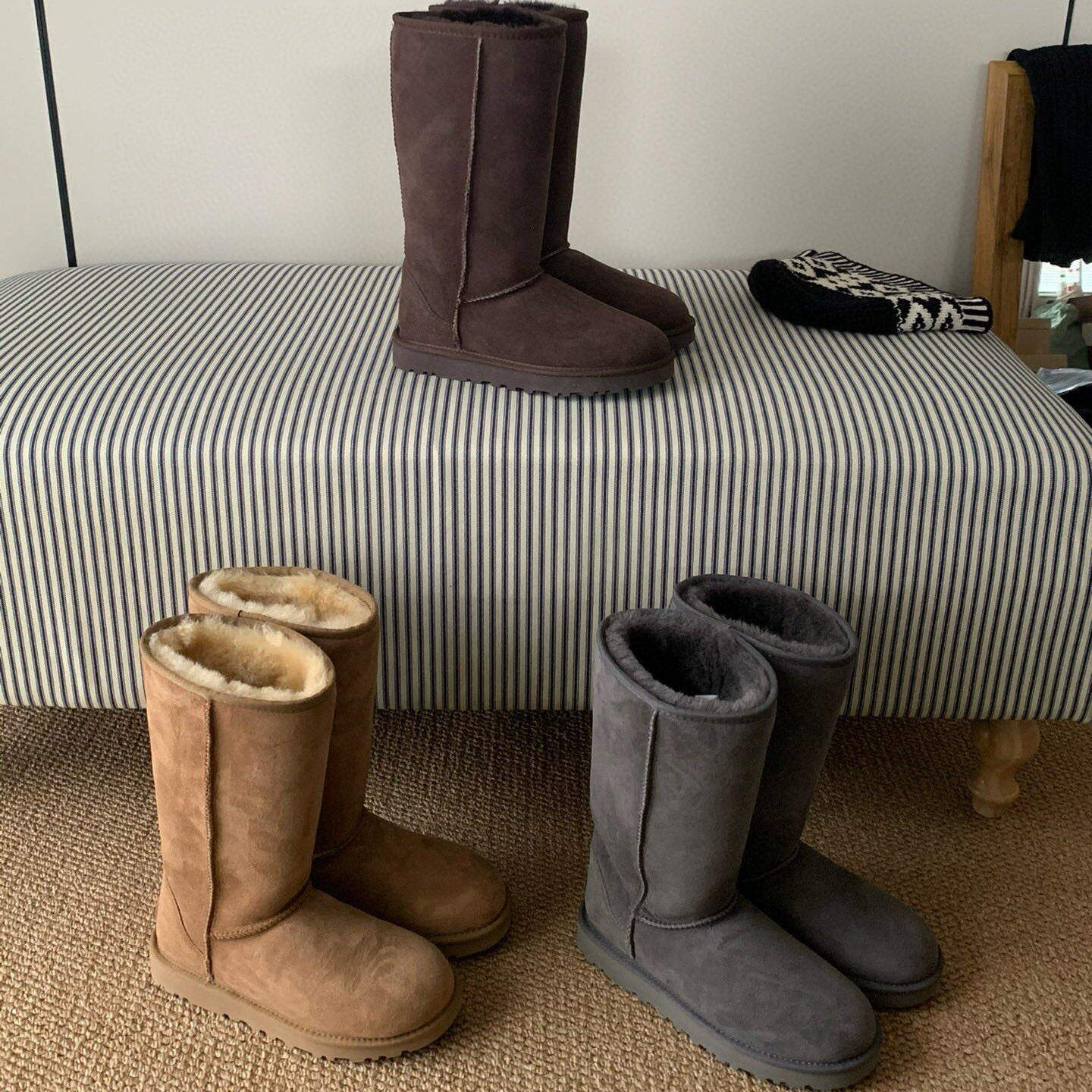 羊皮毛一体雪地靴2025新款复古圆头套筒巧克力色雪地棉不过膝长靴,女鞋,时尚雪地靴,淘宝优惠券,粉丝福利购,淘宝优惠卷