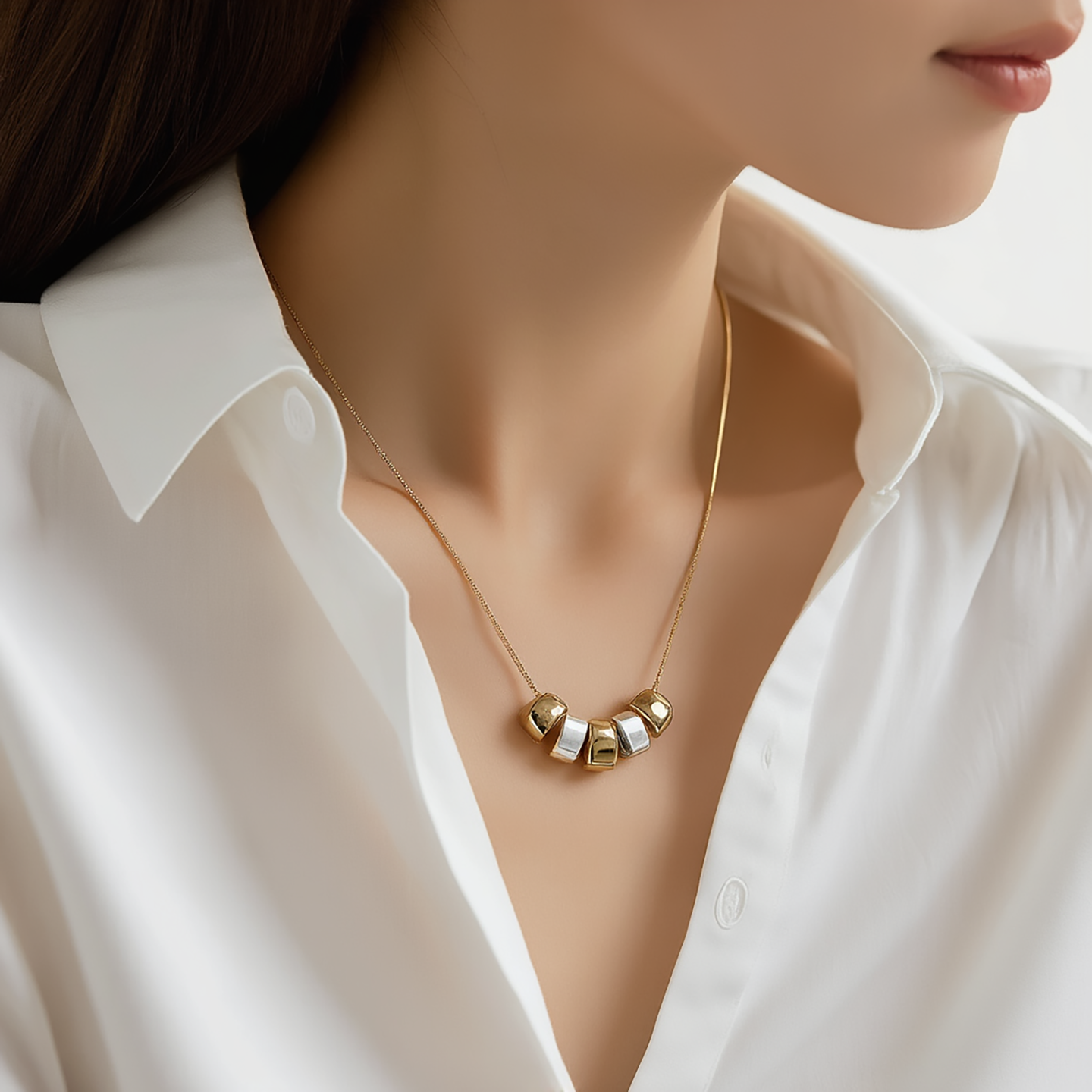 金属大气极简锁骨吊坠自由拆卸