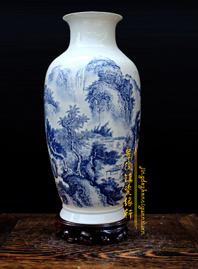 景德镇青花山水风江南春色工艺品