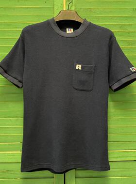 日本版 Russell navy 蓝染 刺子 剑道服 华夫格 口袋t恤  偏厚