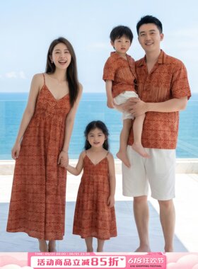 夏款高级感海边度假母子女亲子装