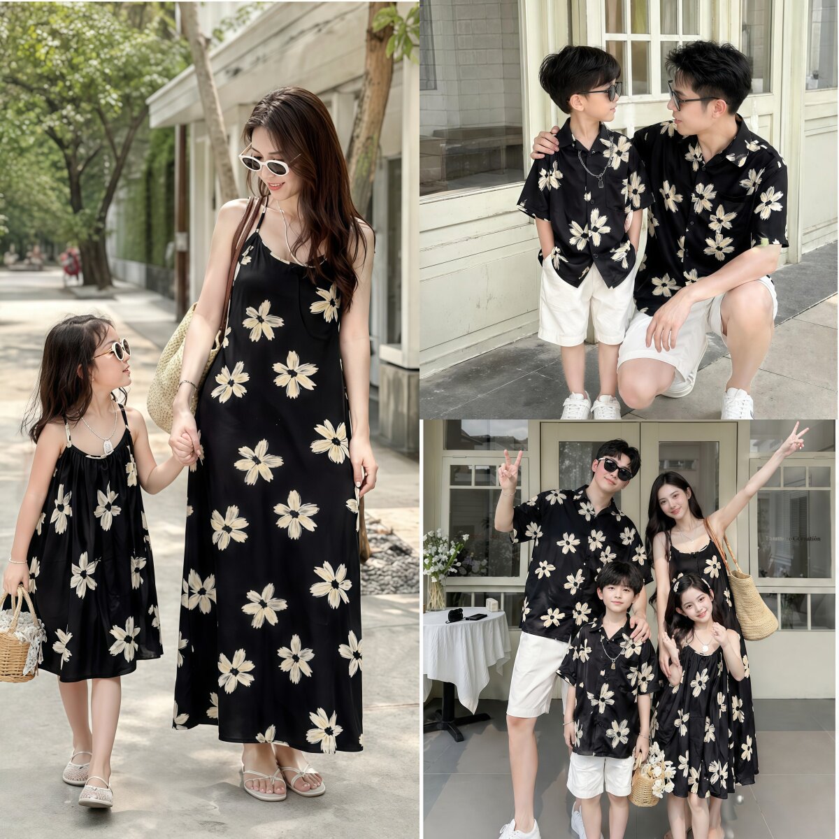 2026夏季海边度假花朵亲子装图片