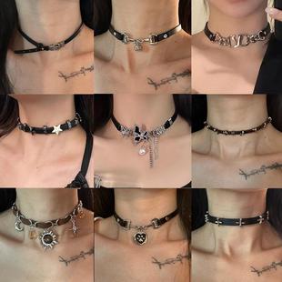 小众设计感黑色皮带扣choker锁骨链日常百搭短款项圈极简颈环女